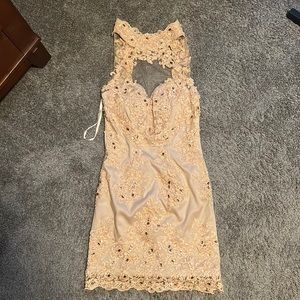 Hot Miami Styles champagne sequin mesh dress
